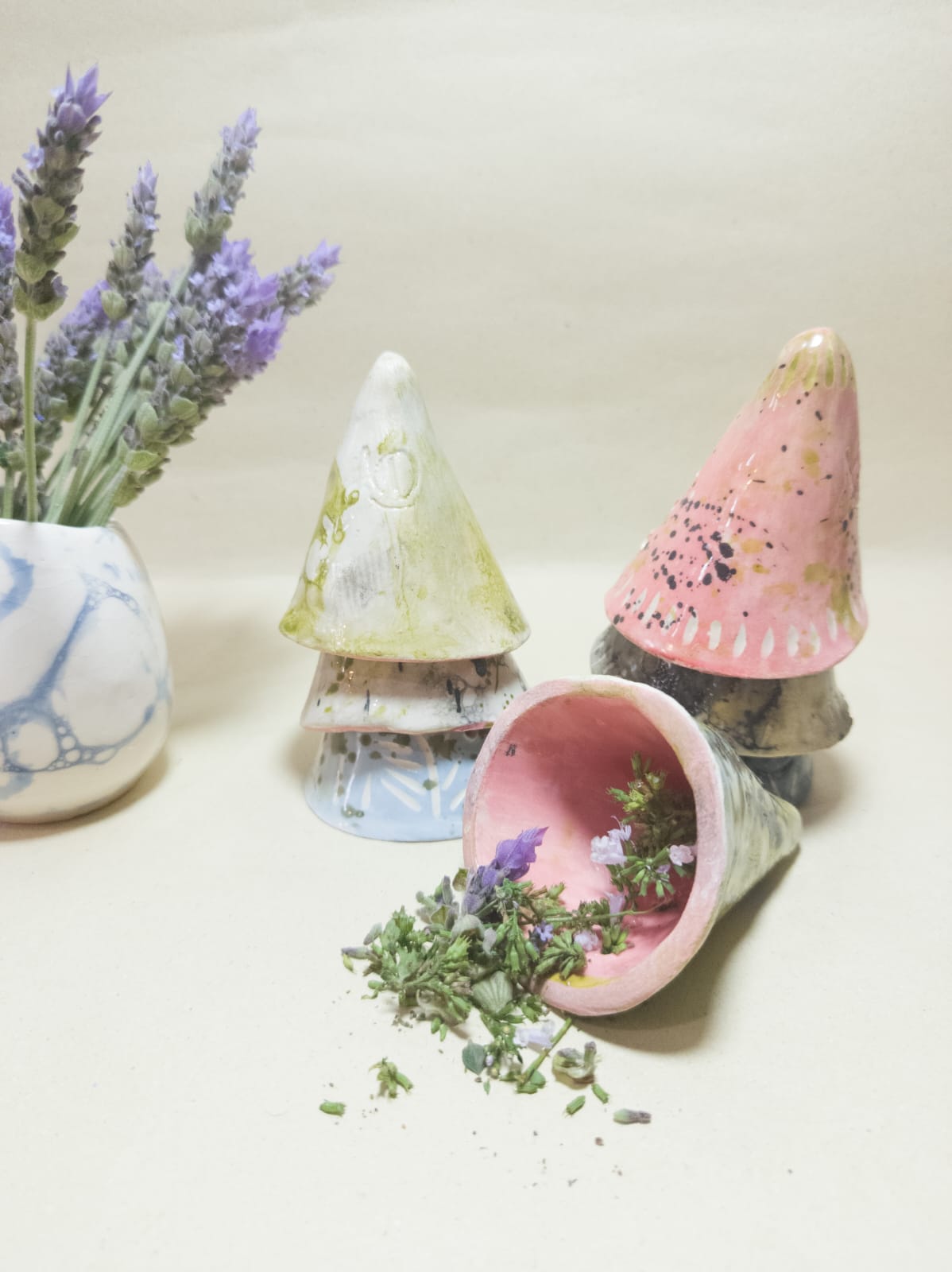 Hongos decorativos ceramica